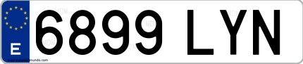 Ejemplo de matrícula española 6899 LYN