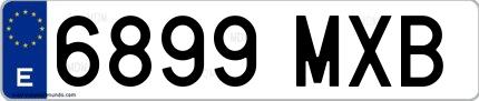 Ejemplo de matrícula española 6899 MXB