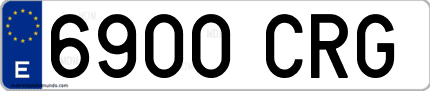 Ejemplo de matrícula de coche ordinaria 6900 CRG