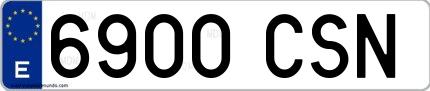 Ejemplo de matrícula española 6900 CSN