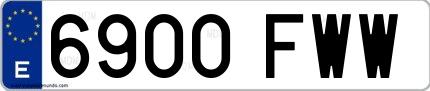 Ejemplo de matrícula española 6900 FWW