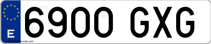 Ejemplo de matrícula de coche ordinaria 6900 GXG