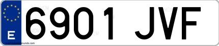 Ejemplo de matrícula española 6901 JVF