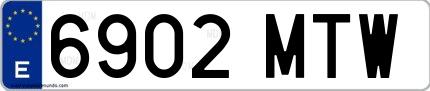 Ejemplo de matrícula española 6902 MTW