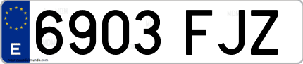 Ejemplo de matrícula de coche ordinaria 6903 FJZ