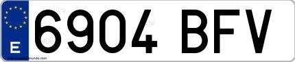 Ejemplo de matrícula española 6904 BFV