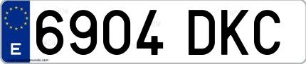 Ejemplo de matrícula española 6904 DKC