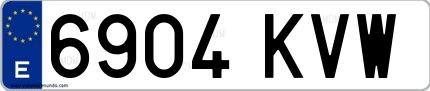 Ejemplo de matrícula española 6904 KVW