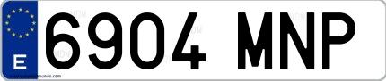 Ejemplo de matrícula española 6904 MNP