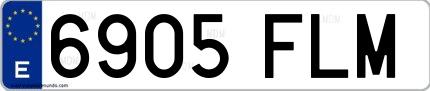 Ejemplo de matrícula española 6905 FLM