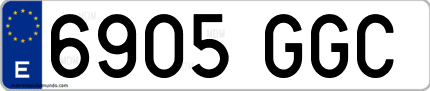 Ejemplo de matrícula de coche ordinaria 6905 GGC