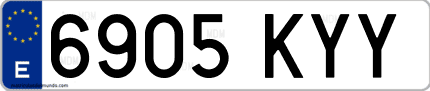 Ejemplo de matrícula de coche ordinaria 6905 KYY