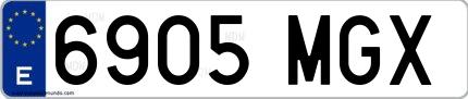 Ejemplo de matrícula española 6905 MGX