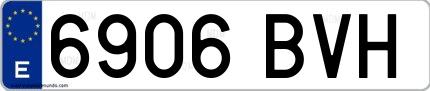 Ejemplo de matrícula española 6906 BVH