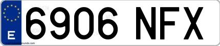 Ejemplo de matrícula española 6906 NFX