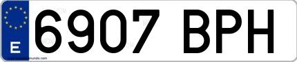 Ejemplo de matrícula española 6907 BPH