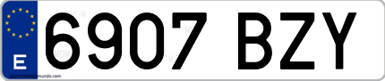 Ejemplo de matrícula de coche ordinaria 6907 BZY