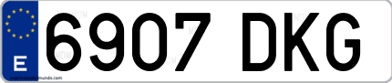 Ejemplo de matrícula de coche ordinaria 6907 DKG