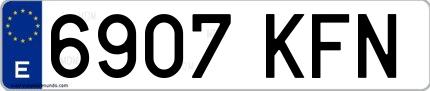 Ejemplo de matrícula española 6907 KFN