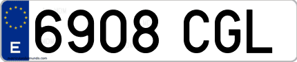 Ejemplo de matrícula de coche ordinaria 6908 CGL