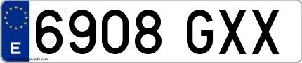 Ejemplo de matrícula española 6908 GXX