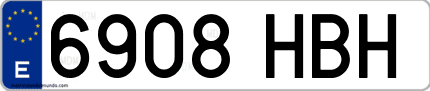 Ejemplo de matrícula de coche ordinaria 6908 HBH