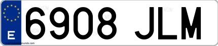 Ejemplo de matrícula española 6908 JLM