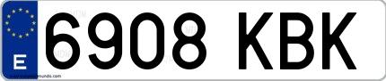 Ejemplo de matrícula española 6908 KBK