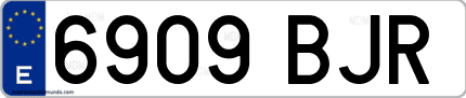 Ejemplo de matrícula de coche ordinaria 6909 BJR