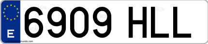 Ejemplo de matrícula de coche ordinaria 6909 HLL