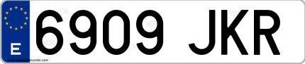 Ejemplo de matrícula española 6909 JKR