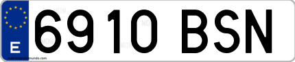 Ejemplo de matrícula de coche ordinaria 6910 BSN