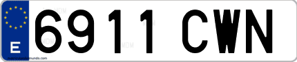 Ejemplo de matrícula de coche ordinaria 6911 CWN