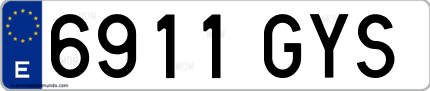 Ejemplo de matrícula de coche ordinaria 6911 GYS