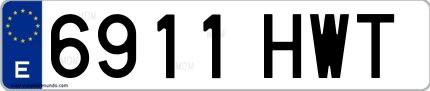 Ejemplo de matrícula española 6911 HWT
