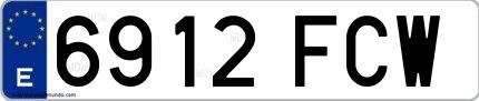 Ejemplo de matrícula española 6912 FCW