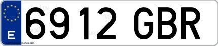 Ejemplo de matrícula española 6912 GBR