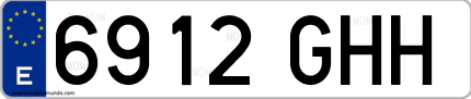 Ejemplo de matrícula de coche ordinaria 6912 GHH