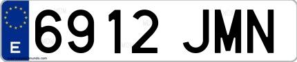 Ejemplo de matrícula española 6912 JMN