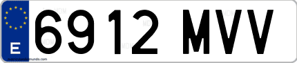 Ejemplo de matrícula de coche ordinaria 6912 MVV