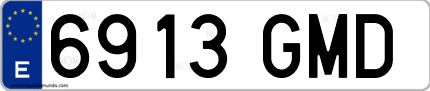 Ejemplo de matrícula de coche ordinaria 6913 GMD