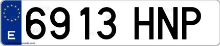 Ejemplo de matrícula española 6913 HNP