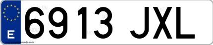 Ejemplo de matrícula española 6913 JXL