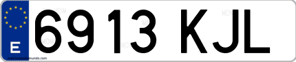 Ejemplo de matrícula de coche ordinaria 6913 KJL