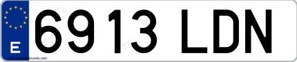 Ejemplo de matrícula española 6913 LDN