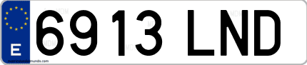 Ejemplo de matrícula de coche ordinaria 6913 LND