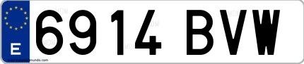 Ejemplo de matrícula española 6914 BVW