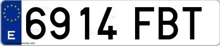 Ejemplo de matrícula española 6914 FBT