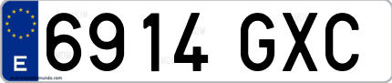 Ejemplo de matrícula de coche ordinaria 6914 GXC