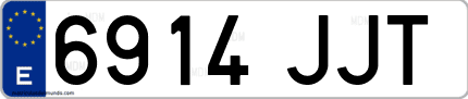 Ejemplo de matrícula de coche ordinaria 6914 JJT